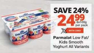 Parmalat Low Fat/Kids Smooth Yoghurt All Variants