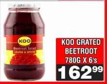 KOO GRATED BEETROOT 780G X 6's