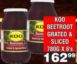KOO Beetroot Grated & Sliced 780g x 6's