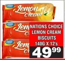 NATIONS CHOICE LEMON CREAM BISCUITS