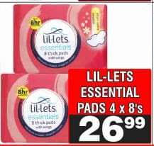 LIL-LETS ESSENTIAL PADS 4 x 8's