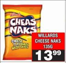 WILLARDS CHEESE NAKS 135G