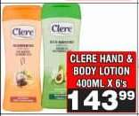 CLERE HAND & BODY LOTION 400ML X 6's