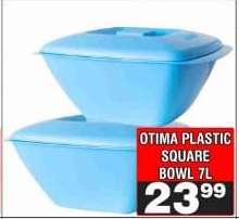 OTIMA PLASTIC SQUARE BOWL 7L