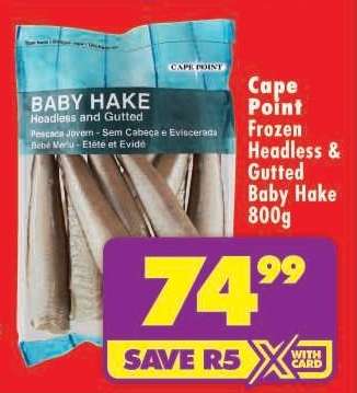Cape Point Frozen Headless & Gutted Baby Hake 800g