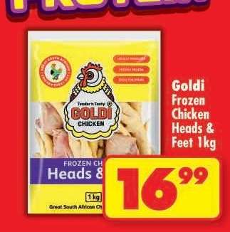 GOLDI FROZEN CHICKEN HEADS & FEET 1kg