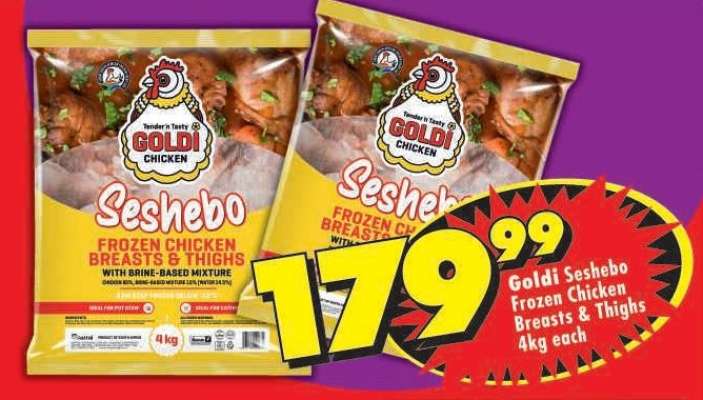 Goldi Seshebo Frozen Chicken Breasts & Thighs 4kg each