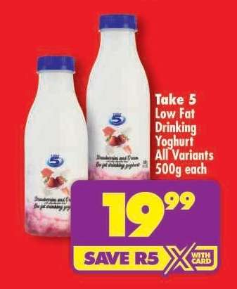 Take 5 Low Fat Drinking Yoghurt All Variants 500g each