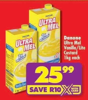 Danone Ultra Mel Vanilla/Lite Custard 1kg each
