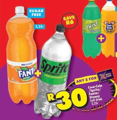 Coca-Cola/Sprite/Fanta/Stoney Soft Drink 2,25ℓ