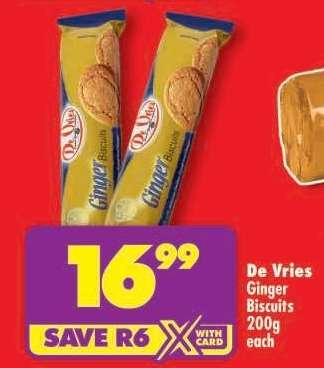 De Vries Ginger Biscuits 200g