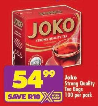 Joko Strong Quality Tea Bags 100 per pack