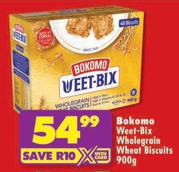 Bokomo Weet-Bix Wholegrain Wheat Biscuits 900g