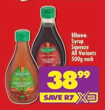 Illovo Syrup Squeeze All Variants 500g each