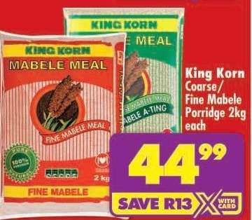 King Korn Coarse/Fine Mabele Porridge 2kg