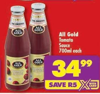 All Gold Tomato Sauce-700ml Each