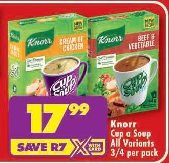 Knorr Cup a Soup All Variants 3/4 per pack