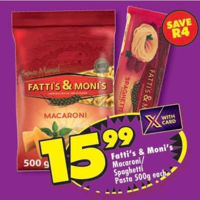 FATTI'S & MONI'S MACARONI/SPAGHETTI PASTA 500g each