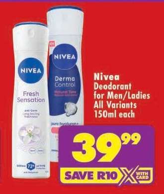 Nivea Deodorant for Men/Ladies All Variants 150ml each
