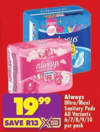 ALWAYS ULTRA/MAXI SANITARY PADS