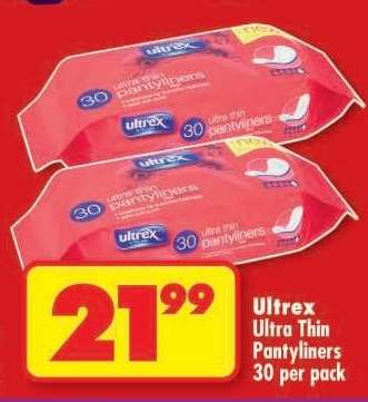 Ultrex Ultra Thin Pantyliners 30 per pack