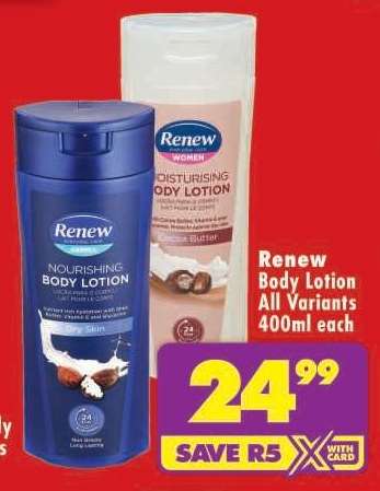 RENEW BODY LOTION all variants 400ml each