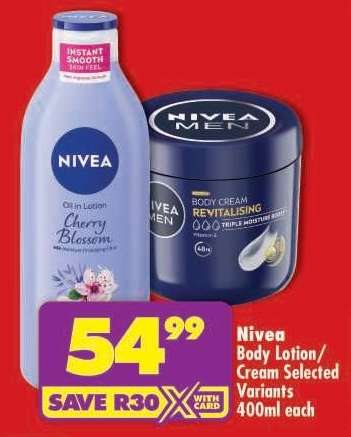 NIVEA BODY LOTION/CREAM selected variants