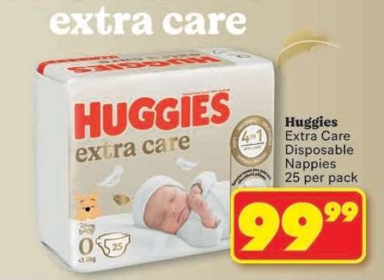 Huggies Extra Care Disposable Nappies 25 per pack