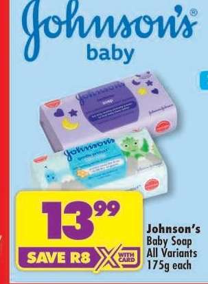 JOHNSON'S BABY SOAP all variants 175g each