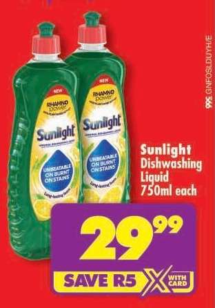 SUNLIGHT DISHWASHING LIQUID 750ml each