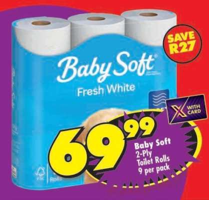 Baby Soft 2-Ply Toilet Rolls 9 per pack