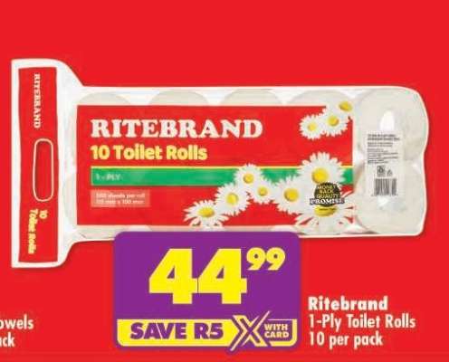RITEBRAND 1-PLY TOILET ROLLS
