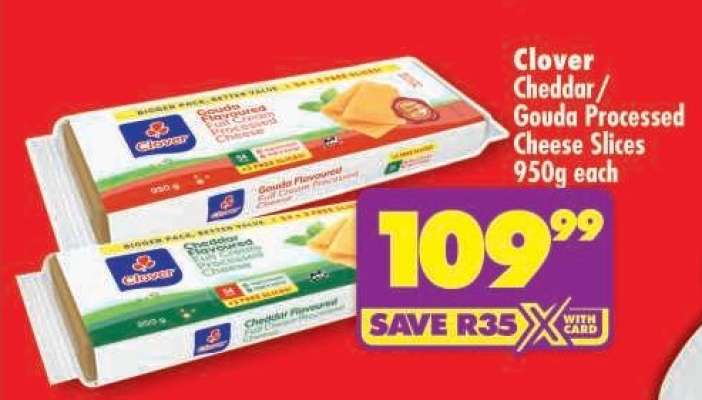 Clover Cheddar/Gouda Processed Cheese Slices 950g