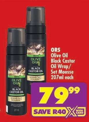 ORS Olive Oil Black Castor Oil Wrap/Set Mousse 207ml each