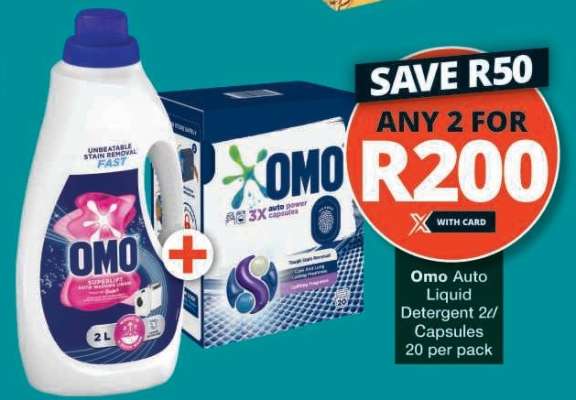 Omo Auto Liquid Detergent 2L/Capsules 20 per pack