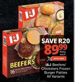 I&J Beefers/Chicksters Frozen Burger Patties