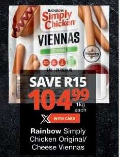 RAINBOW SIMPLY CHICKEN ORIGINAL/CHEESE VIENNAS
