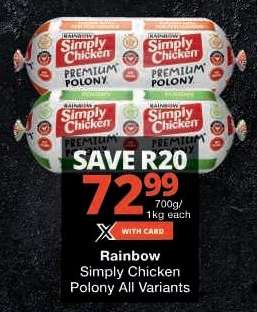 Rainbow Simply Chicken Polony All Variants