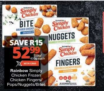 Rainbow Simply Chicken Frozen Chicken Fingers/Pops/Nuggets/Bites