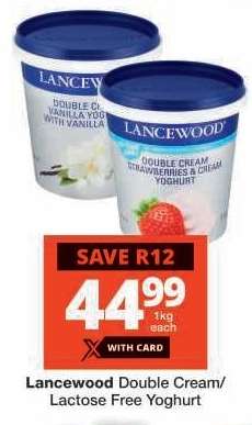 Lancewood Double Cream/ Lactose Free Yoghurt
