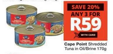 Cape Point Shredded Tuna in Oil/Brine 170g