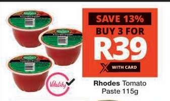 RHODES TOMATO PASTE 115g