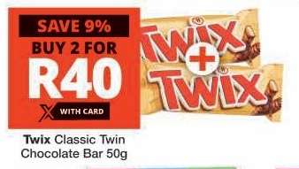 Twix Classic Twin Chocolate Bar 50g