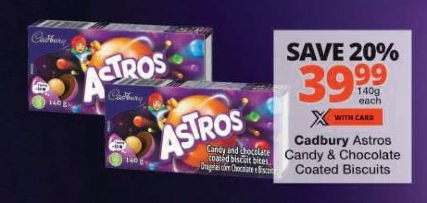 Cadbury Astros Candy & Chocolate Coated Biscuits