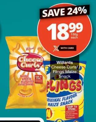 WILLARDS CHEESE CURLS/FLINGS MAIZE SNACK