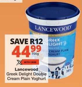 Lancewood Greek Delight Double Cream Plain Yoghurt
