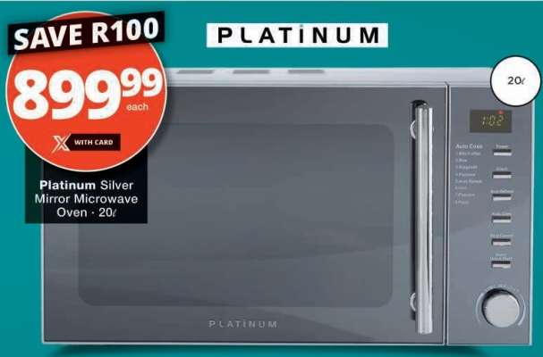 PLATINUM Silver Mirror Microwave Oven 20L
