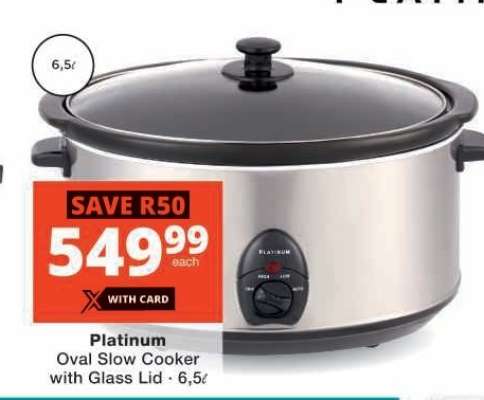 Platinum Oval Slow Cooker with Glass Lid