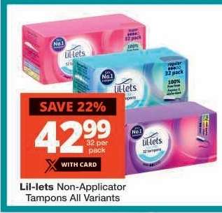 Lil-lets Non-Applicator Tampons All Variants