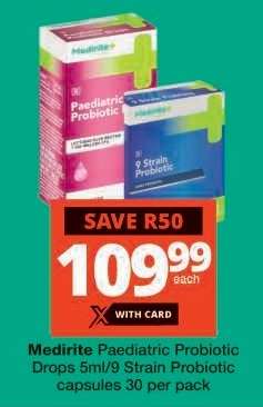 Medirite Paediatric Probiotic Drops 5ml/9 Strain Probiotic capsules 30 per pack